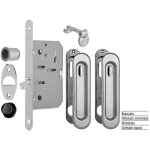 Subito Disponibile Serratura AGB modello SCIVOLA T kit N entrata 50mm frontale 16x168mm bordo tondo, con chiave per porta in ottone finitura ottonato verniciato