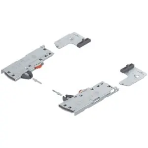 Tip-On Blumotion BLUM modello T60L7 set (unit? + trascinatore + adattatore) per Legrabox/Movento, tipo S1, LN 270-349 mm, peso totale del cassetto o cassettone 10-20 kg, destro+sinistro, R7035 grigio chiaro Must-Have