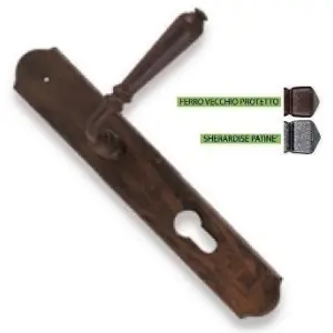 Maniglia BRIONNE modello 19027 per porta interna su placca con foro yale in ferro vecchio protetto Nuovo Arrivo