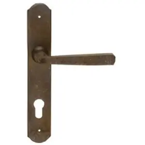 Maniglia FEROTEK modello 09077 per porta interna su placca con foro yale in ferro vecchio Esclusivo