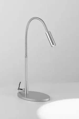 Lampada da tavolo LED Egger DLS Zooom, braccio flessibile, color platino Occasione
