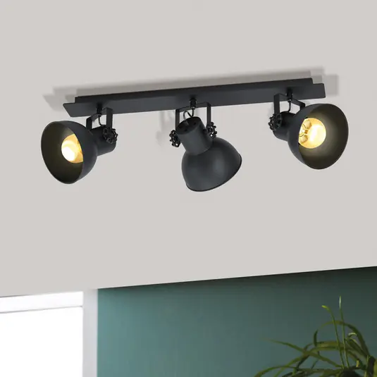 Promozione Esclusiva Faretto da soffitto Barnstaple, nero, 3 luci