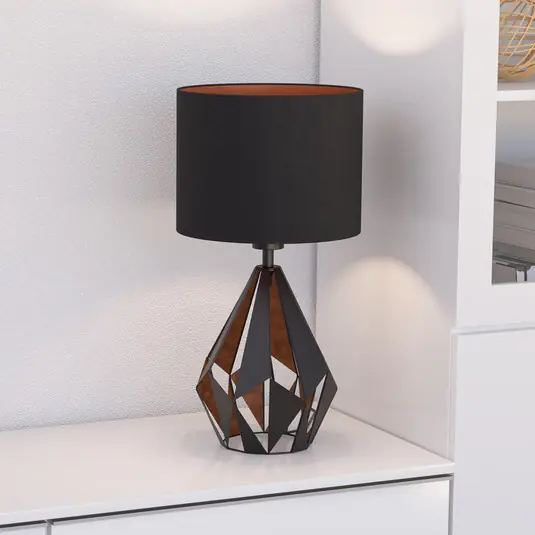 Lampada da tavolo Carlton, nero/rame Nuova Collezione