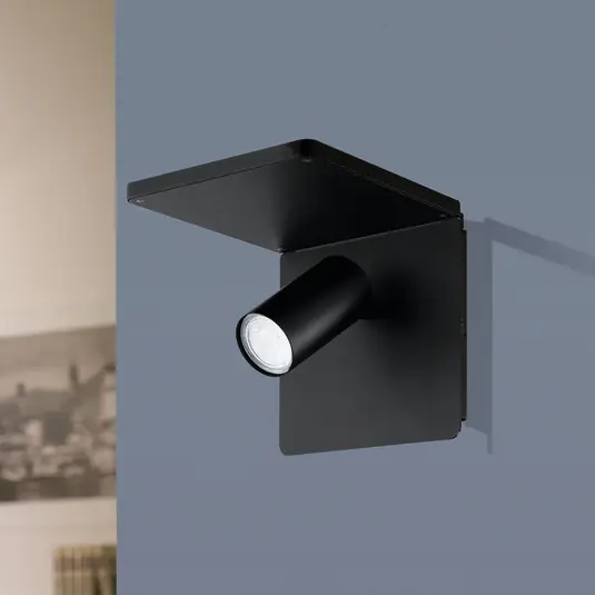 Spot LED parete Ciglie, nero, funzione carica QI Soddisfatti O Rimborsati