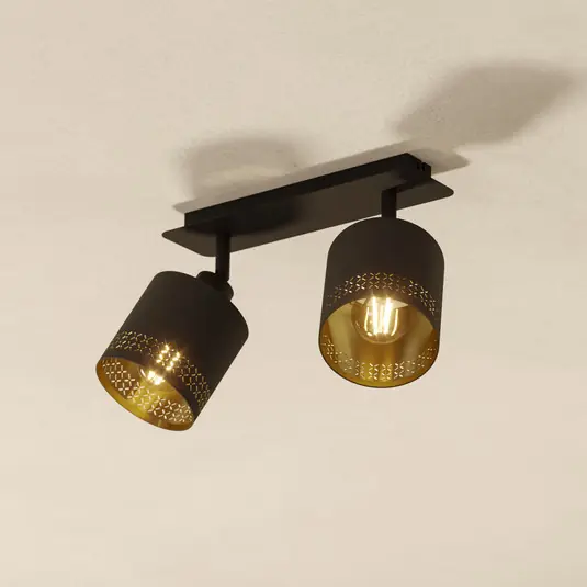 Plafoniera Esteperra nero/oro 2 luci Compra Adesso