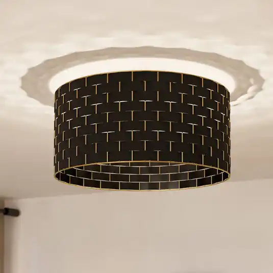 Plafoniera Marasales di tessuto nero/ottone Offerta Speciale