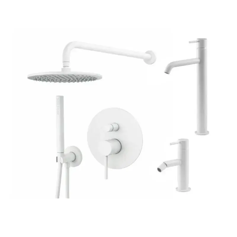 Set miscelatore lavabo alto, miscelatore bidet e kit doccia in colore bianco opaco Gattoni Easy KITEASYBO5 Solo Oggi