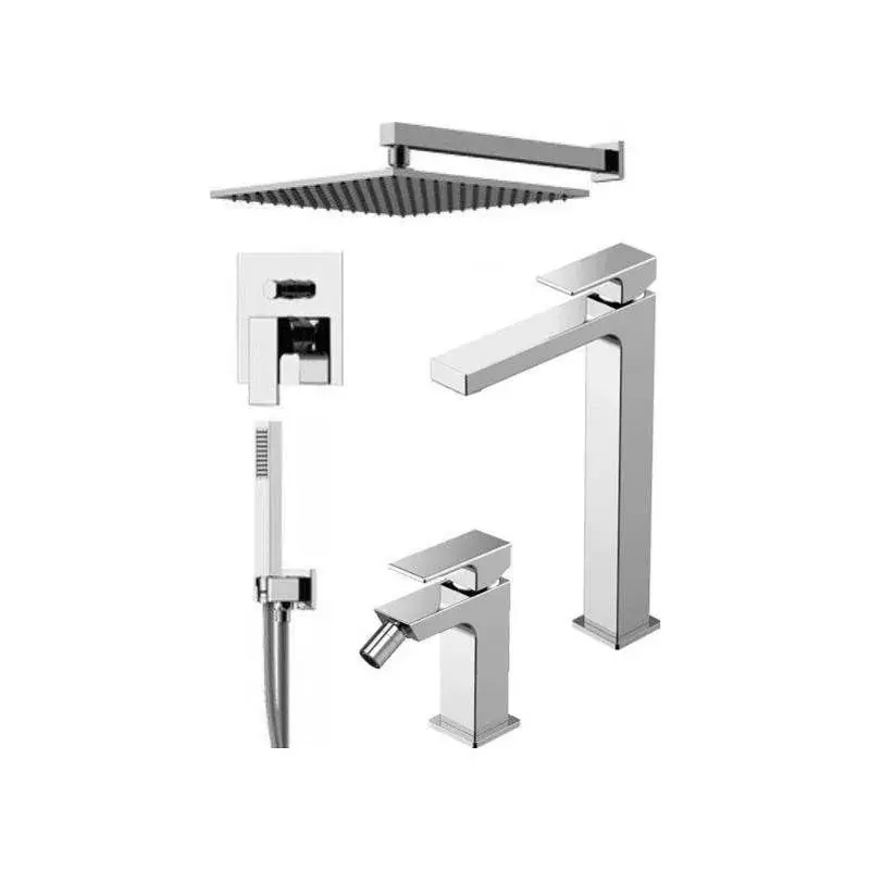 Set miscelatori lavabo alto, bidet e kit doccia in colore cromo Gattoni SQUARE KITSQUAREC06 Offerta