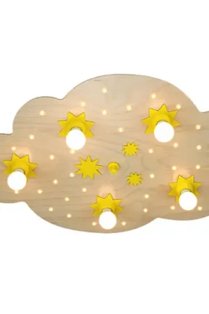 Più Venduto Plafoniera nuvola stelle, faggio naturale, 75 cm