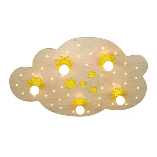 Più Venduto Plafoniera nuvola stelle, faggio naturale, 75 cm