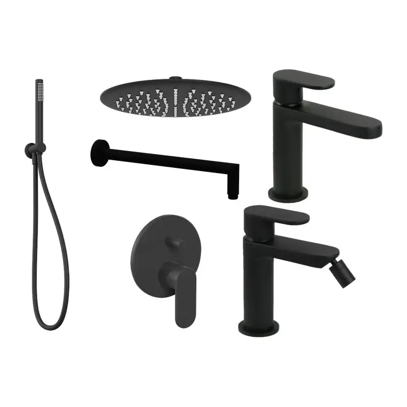 Promozione Esclusiva Composizione bagno con kit doccia nero opaco Ercos Versilia KITVERSILIA4NO