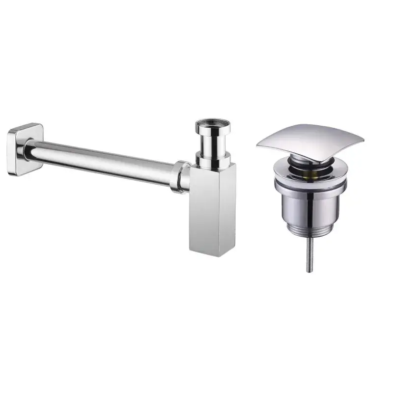 Sifone e piletta in ottone cromato modello quadro Tecom KITSCA8 Novità