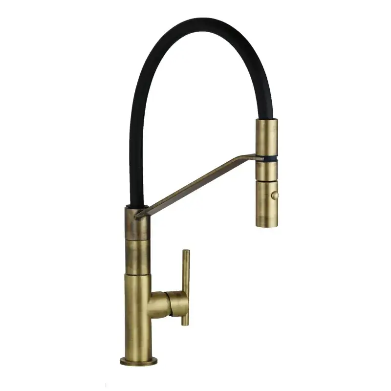 Miscelatore lavello cucina di colore bronzo con flessibili di collegamento Gattoni Linea 34 0715/PCVB Offerta Limitata
