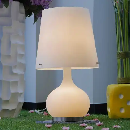 Lampada da tavolo Ade, altezza 58 cm, bianco, vetro Sconto
