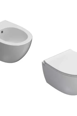 Set vaso e bidet sospesi da 48x37 cm con coprivaso a chiusura rallentata Globo 4All KITALL2BI Occasione Imperdibile