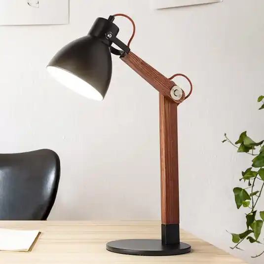 Offerta Lampo Lampada da tavolo Sveva di legno, nero/noce