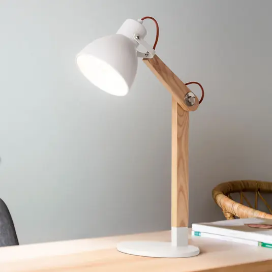 Must-Have Lampada da tavolo Sveva di legno, bianco/frassino