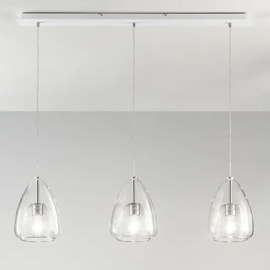 Lampada a sospensione Britton, 3 luci, trasparente Promozione