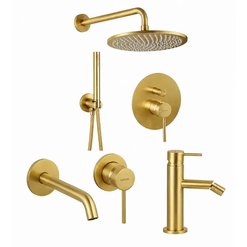 Prezzo Di Fabbrica Kit completo bagno in colore oro spazzolato Gattoni Easy KITEASYSG6