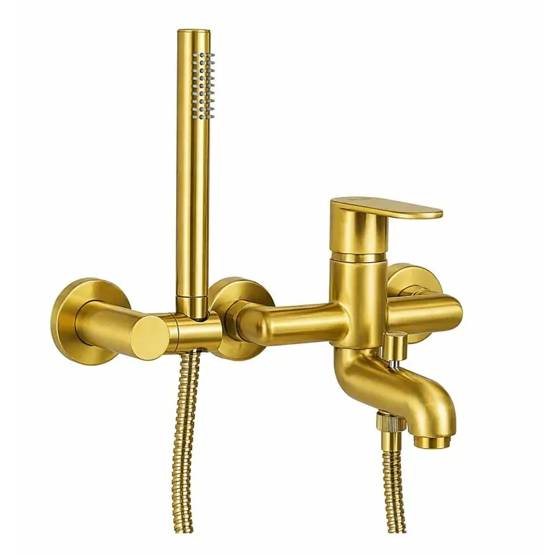 Popolare Miscelatore vasca esterno in colore oro spazzolato con kit doccia Paini Domus 18PJ105