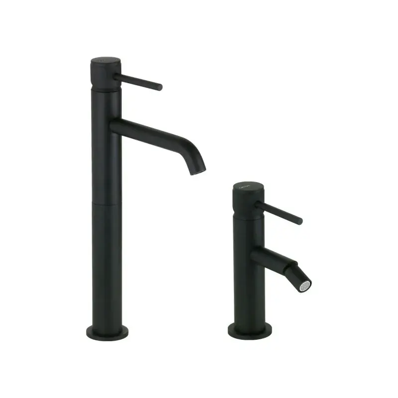 Miglior Prezzo Conjunto mezclador alto para lavabo y bidé en acabado negro mate con maneta de lujo Gattoni Beta KITBETA2NO