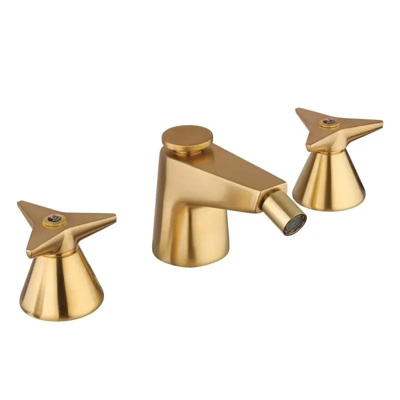 Mezclador de bidé de 3 orificios con tapón de desagüe de 1"1/4 en acabado latón cepillado Mamoli Gio Ponti 55100000005G Spedizione Espresso