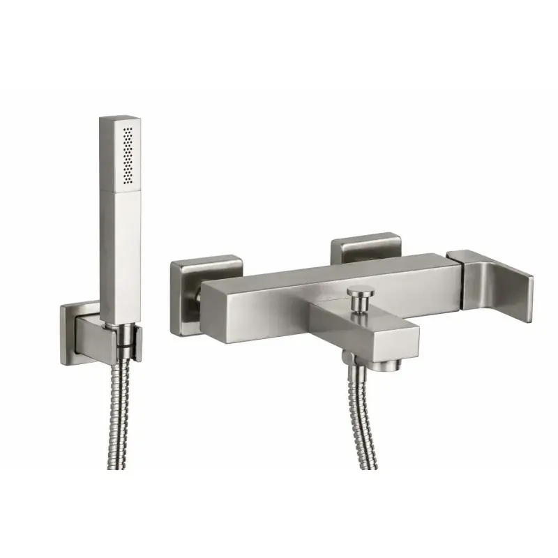 Monomando exterior de bañera con teleducha color níquel cepillado Gattoni SQUARE 2500/25NS Esclusivo