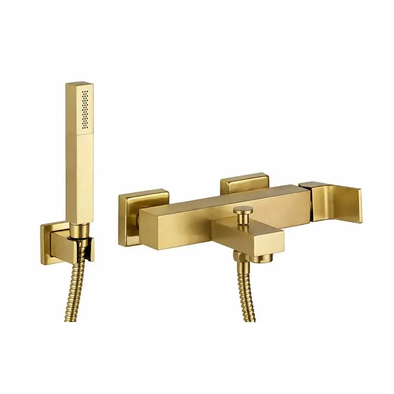 Occasione Mezclador externo de baño con ducha de mano oro cepillado Gattoni SQUARE 2500/25SG