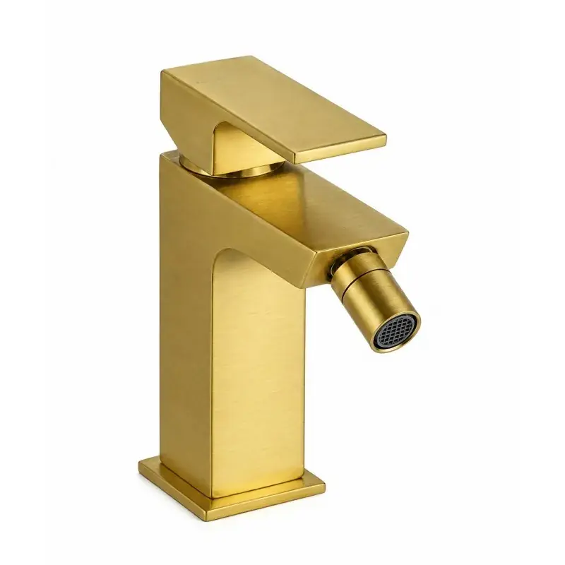 Promo Stagionale Monomando de bidé modelo cuadrado oro cepillado Gattoni SQUARE 2564/25SG