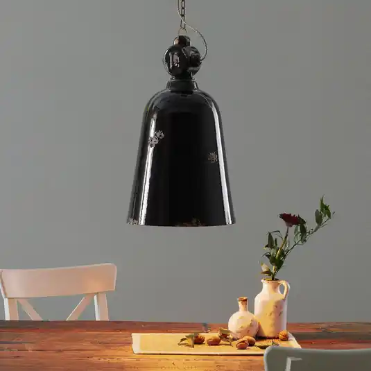 Lampada sospensione vintage C1745, conica, nero Offerta Lampo