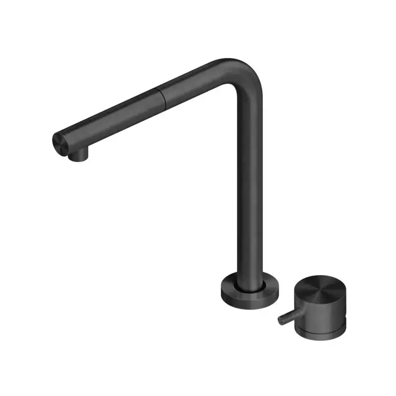 Must-Have Mezclador de fregadero de cocina con cano plegable de acero inoxidable negro PVD Quadro srl 443.12ON