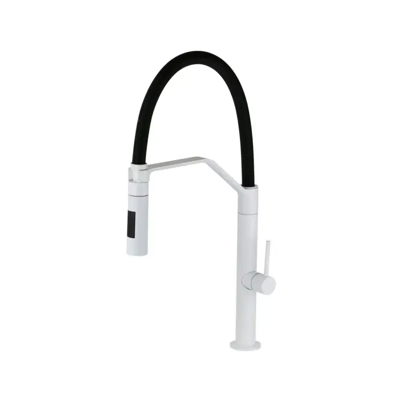 Offerta Del Giorno Mezclador de fregadero con ducha extraíble de doble chorro blanco mate Fima Carlo Frattini F7047/1BS