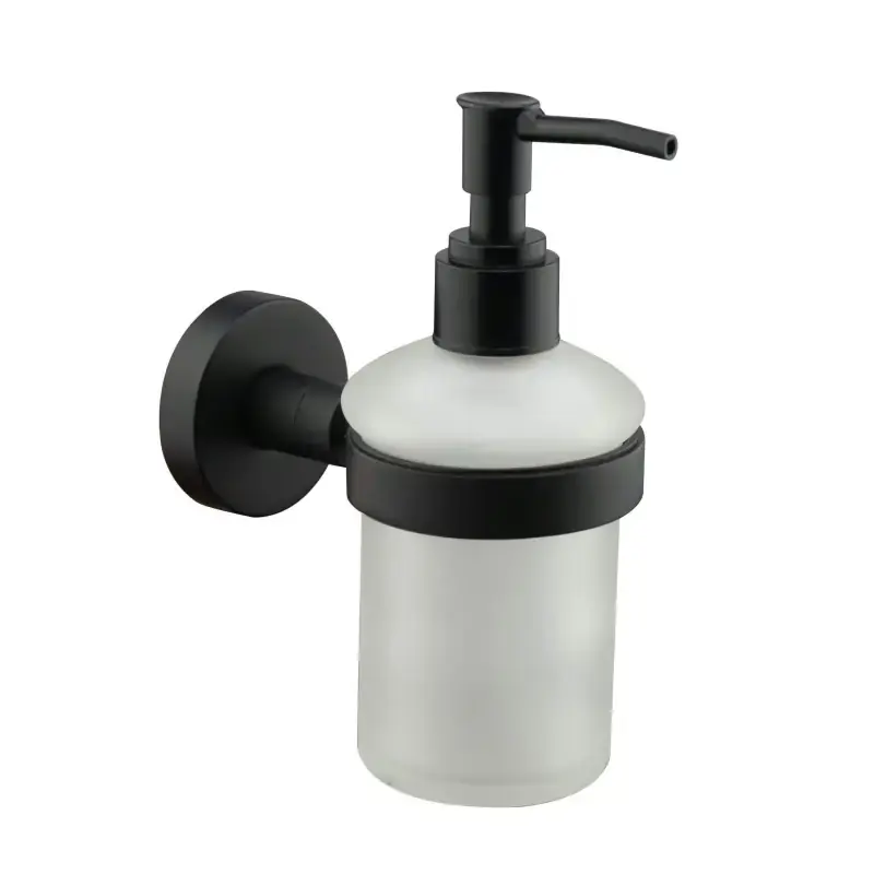 Nuova Collezione Dispensador de jabón líquido modelo redondo con soporte negro mate Icrolla Venezia 16053NO