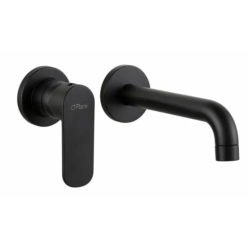 Mezclador de lavabo de pared con caño de 20 cm en negro mate Paini Nove 09YO208TC Nuovo Arrivo