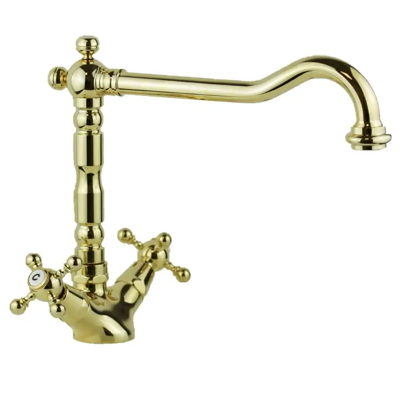 Esclusivo Mezclador de fregadero de cocina de estilo retro en color dorado brillante Porta&Bini Old Fashion 62570DO