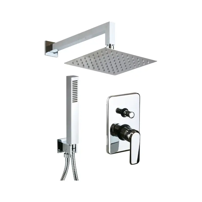 Conjunto de ducha completo con rociador de lluvia modelo cuadrado Pollini Design A474577356R Prezzo Di Fabbrica