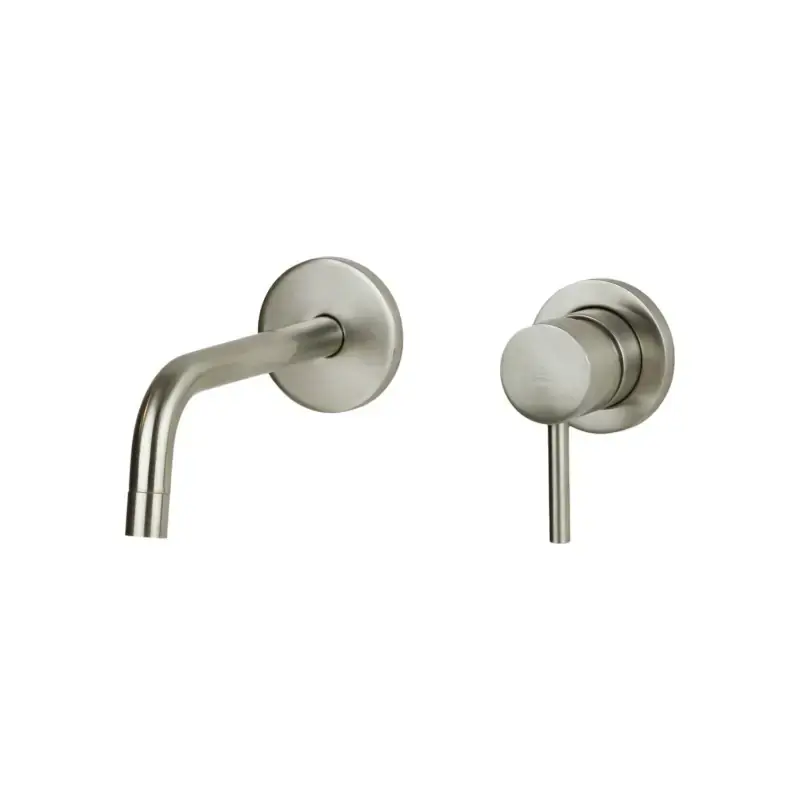 Offerta Lampo Mezclador de lavabo de pared en color acero cepillado con placas de Ø70 mm Paffoni Light LIG104ST70