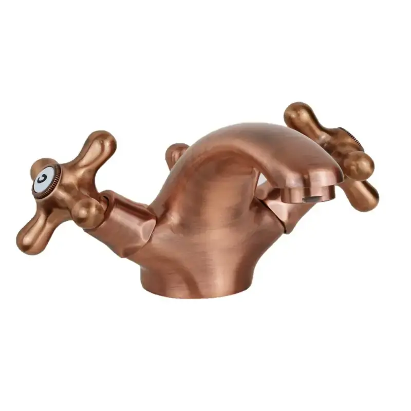 Affare Grifo para lavabo de doble palanca de caño bajo en color cobre Paffoni Iris IRV075RM