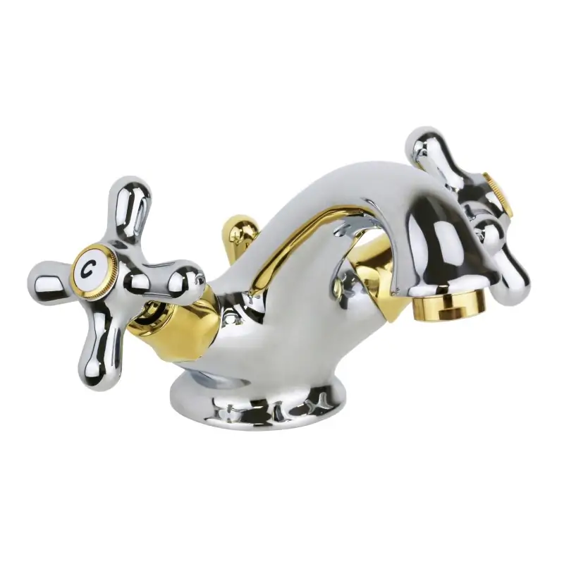 Offerta Elegante grifo de doble palanca para lavabo de baño en color cromo-oro Paffoni Iris IRV065CO