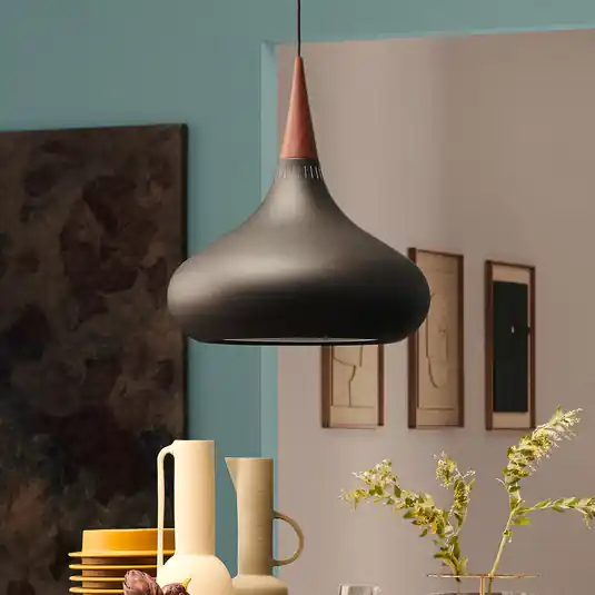 Nuovo Arrivo FRITZ HANSEN Orient P2 Lampada a sospensione nera/rosa Ø 34 cm