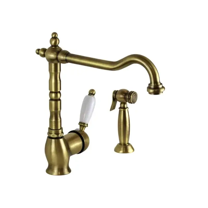 Monomando de fregadero con ducha extraíble exterior en color bronce Porta & Bini New Old 50478BR Esclusivo