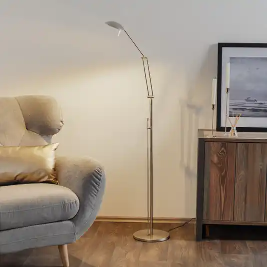 Piantana LED Carl, color nichelo, regolabile, dimmerabile Bestseller