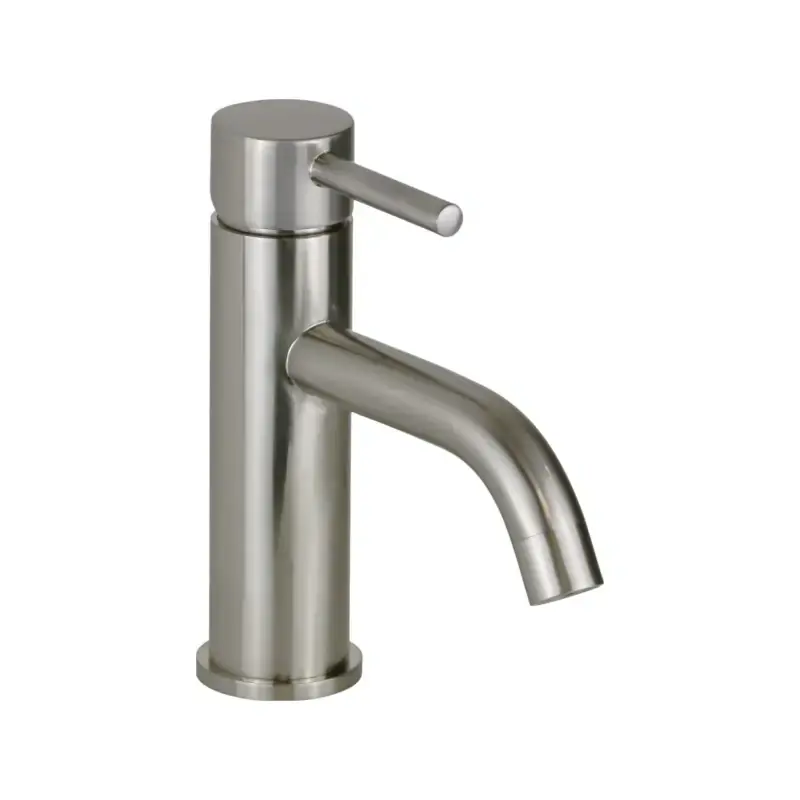 Economico Mezclador de lavabo modelo redondo en color aspecto acero Pollini Jessy MXLAMCMMCNS