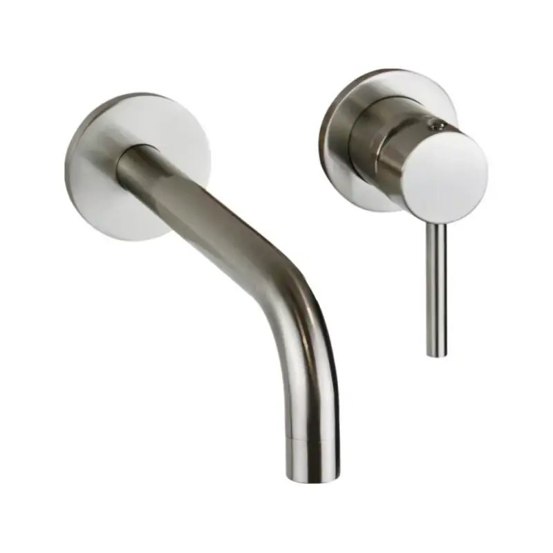 Bestseller Mezclador de lavabo de pared en línea moderna de color acero cepillado Pollini Jessy MXLIMCMMCNS