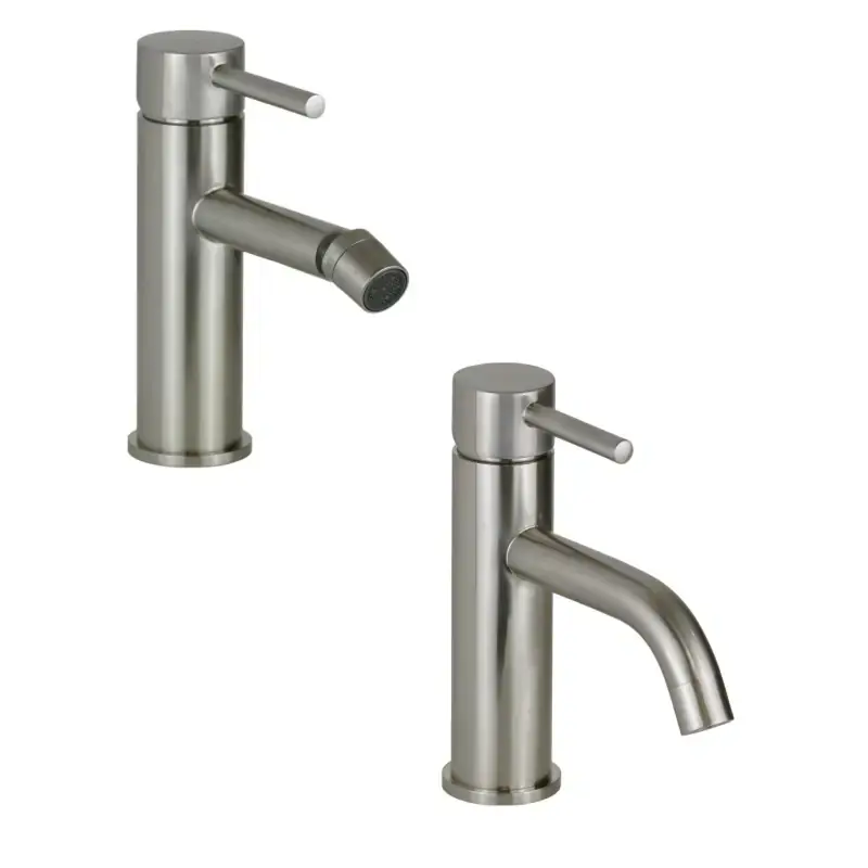 Conjunto de baño en color efecto acero completo con lavabo y bidé Pollini Jessy KITJES1NS Reso Gratuito