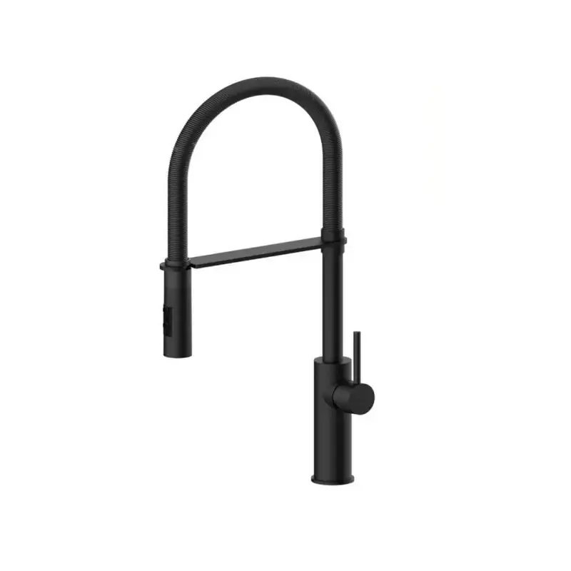 Must-Have Monomando de lavabo negro mate con muelle y teleducha de 2 chorros Paffoni Light LIG179NONO