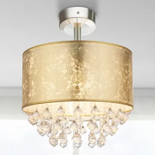 Offerta Del Giorno Plafoniera Amy cristalli acrilici, oro in foglia