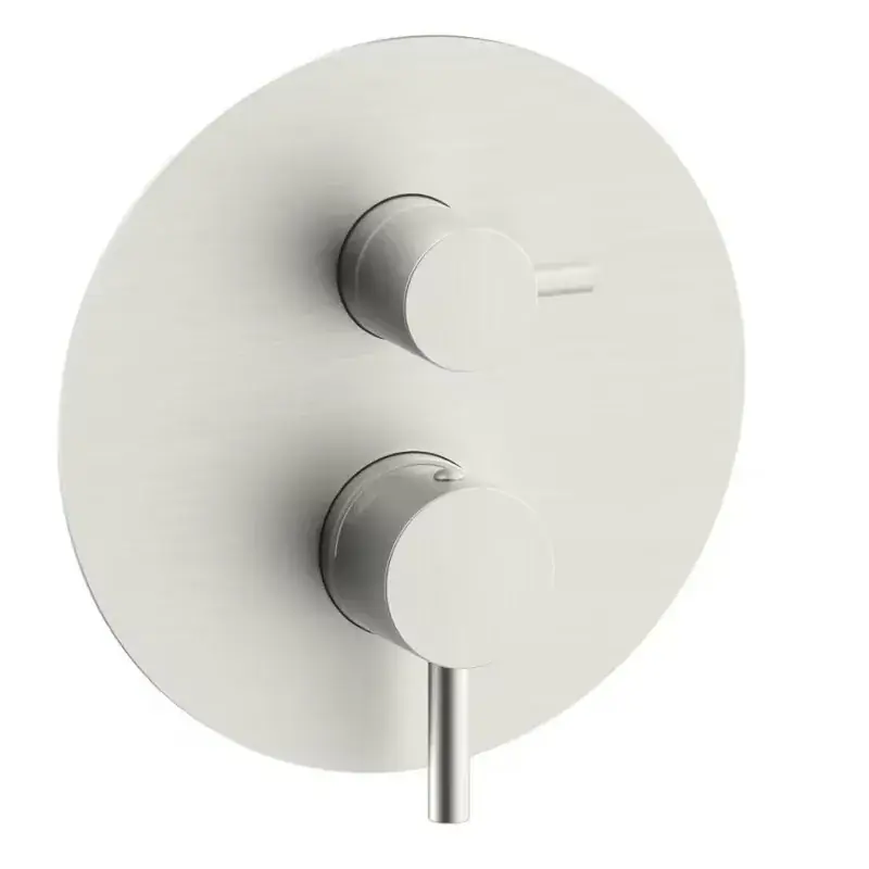Monomando ducha empotrado de dos salidas en color acero cepillado con desviador rotativo Paffoni Light LIG018ST Reso Gratuito