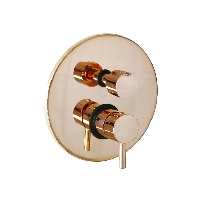 Novità Monomando ducha empotrado de dos salidas en color oro rosa con desviador rotativo Paffoni Light LIG018ROSE