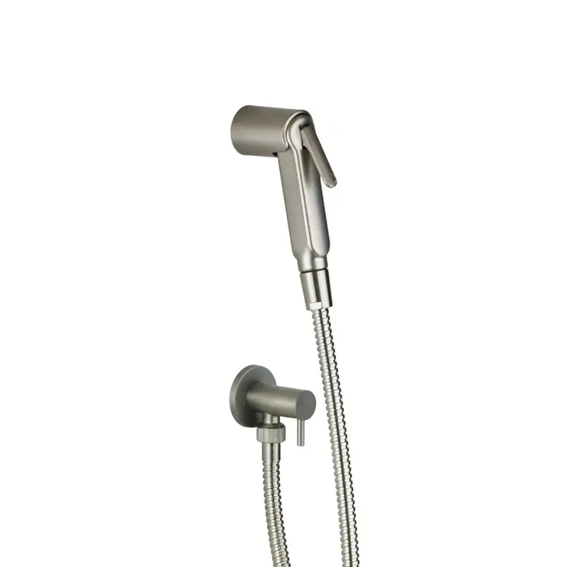 Kit de ducha higiénica en acero cepillado con llave de paso Damast 18128 Affare